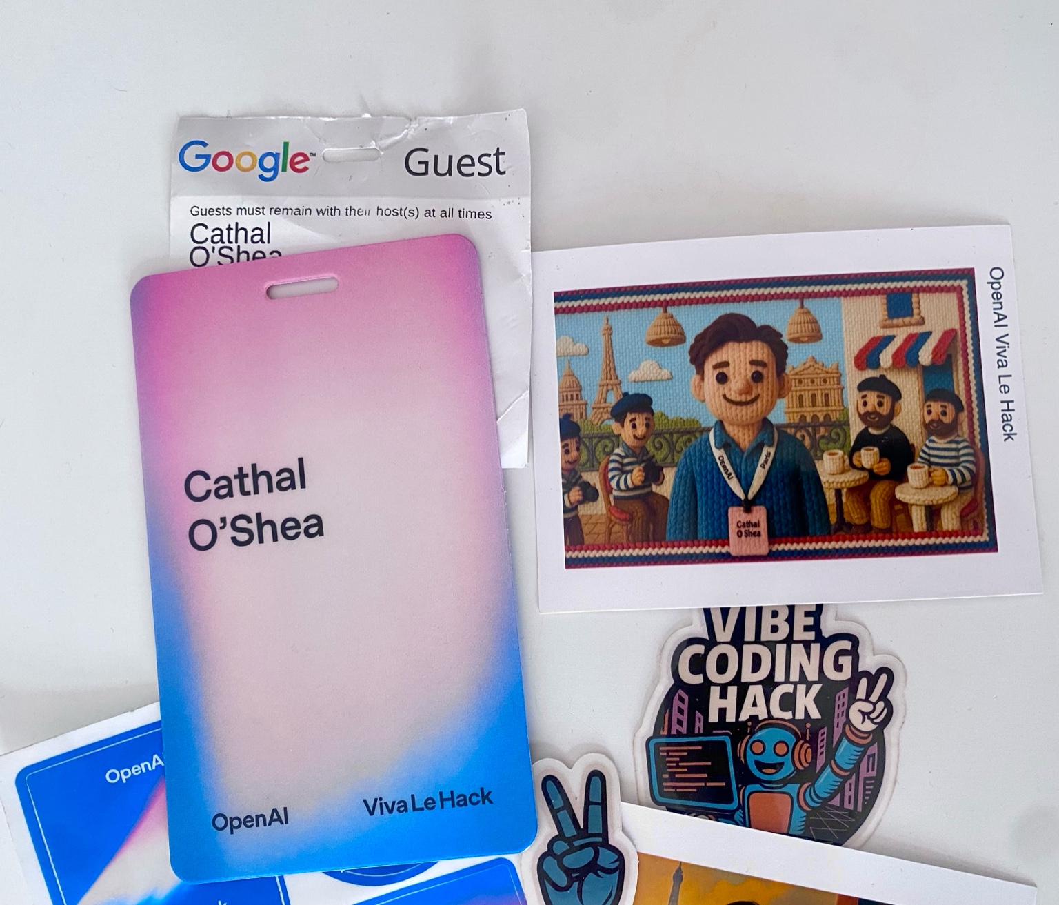 Various mementos from different hackathons